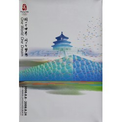 Affiche originale Jeux olympique de Pékin 2008 Temple of Heaven and Watercube