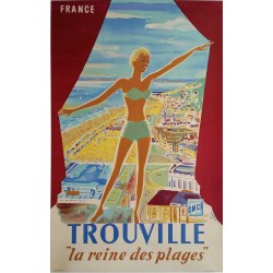 Affiche acienne originale Trouville La reine des plages SNCF Lobrot