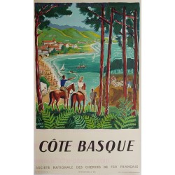 Original vintage poster Côte Basque 1950 Hervé BAILLE