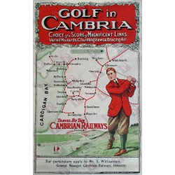 Original vintage poster golf Travel by th cambrian railways - Golf in Cambria  - Cardigan bay