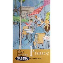 Affiche ancienne originale Sabena France Paris Belgian World Airways