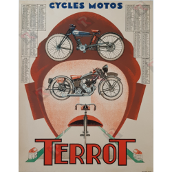Original vintage motorcycle poster cycles motos Terrot calendar 1934