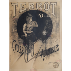 Affiche ancienne originale Terrot Dijon cycles automobiles