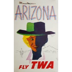 Affiche ancienne originale Fly TWA Arizona Austin BRIGGS