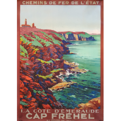 Affiche ancienne originale Cap Fréhel Louis HOUPIN