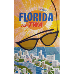 Affiche ancienne originale Fly TWA Florida David KLEIN