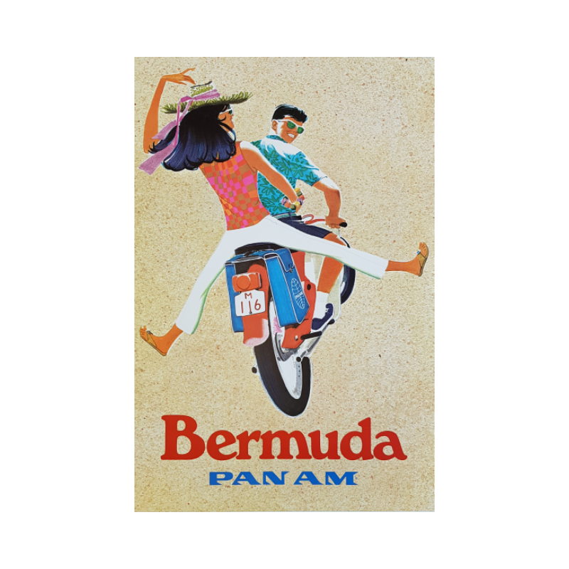 Affiche ancienne originale Pan Am Bermuda ZDINAK
