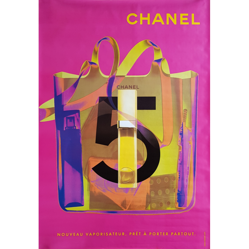 Original poster Chanel n°5 pink and green 67 x 47 inches