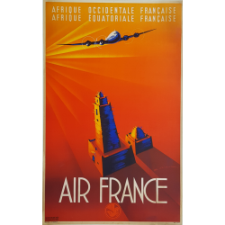 Original vintage poster Air France Afrique Occidentale Equatoriale MAURUS