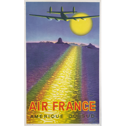 Affiche ancienne originale Air France Amérique du Sud Victor VASARELY