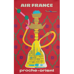 Affiche ancienne originale Air France Proche Orient ERIC