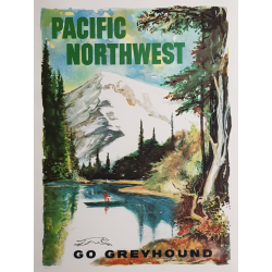 Affiche ancienne originale Go Greyhound Pacific Northwest LOEHL