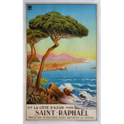 Affiche ancienne originale Saint-Raphaël La côte d'azur Tom Morel De Tanguy