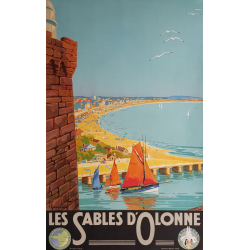 Affiche ancienne originale Les Sables d'Olonne Pierre COMMARMOND