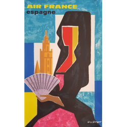 Original vintage poster Air France Espagne Guy GEORGET