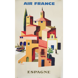 Original vintage poster Air France Espagne VERNIER
