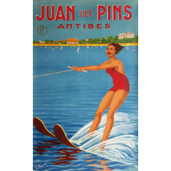 Affiche ancienne originale PLM Juan les Pins Antibes - 1930s - RAYMON Victor