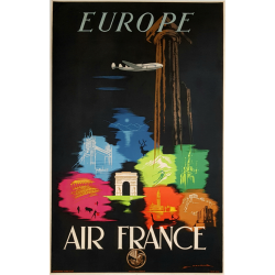 Original vintage poster Air France Europe Edmond MAURUS