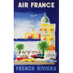 Original vintage poster Air France French Riviera 1952 VILLEMOT