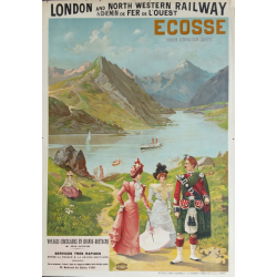 Affiche ancienne originale Ecosse, Loch Coruisk Skye, London and North western railway