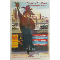 Original vintage poster chemins de fer de l'ouest et de london brighton & south coast - NAULEZ