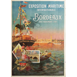 Affiche originale exposition maritme internationale Bordeaux 1907 - PONCHIN