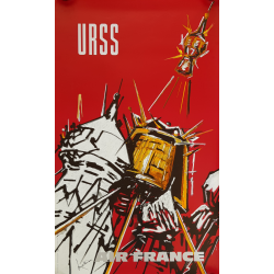 Affiche ancienne originale Air France URSS Georges MATHIEU