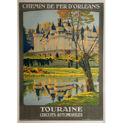 Affiche ancienne originale Touraine Château d'USSÉ CONTANT-DUVAL