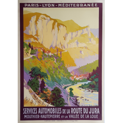 Affiche ancienne originale PLM Services Automobiles Jura Julien LACAZE