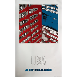 Affiche ancienne originale Air France USA Raymond PAGES