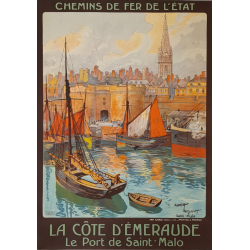 Affiche ancienne originale Saint-Malo La Côte d'Emeraude Maurice TOUSSAINT