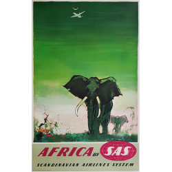 Affiche ancienne originale SAS Africa Elephants Otto Nielsen