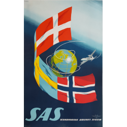 Original vintage poster SAS Scandinavian Airlines System SVENSSON