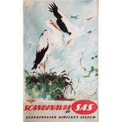 Affiche ancienne originale SAS Scandinavia Otto Nielsen