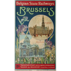 Affiche ancienne originale Brussels Belgian State Railways
