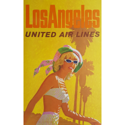 Original vintage poster United Airlines Los Angeles Stan GALLI