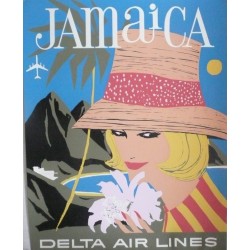 Original vintage poster Delta Air Lines Jamaique Jamaica