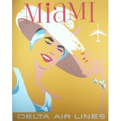 Original vintage poster Delta Air Lines Miami USA