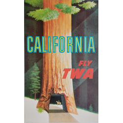 Original vintage travel poster California Sequoia TWA David Klein