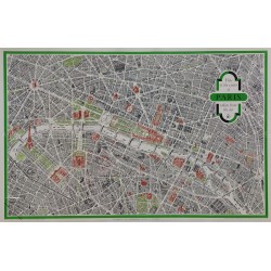 Affiche ancienne originale View of the center of PARIS BLONDEL LA ROUGERY