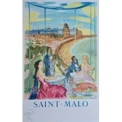Affiche ancienne originale Saint-Malo 1956 Luc SIMON