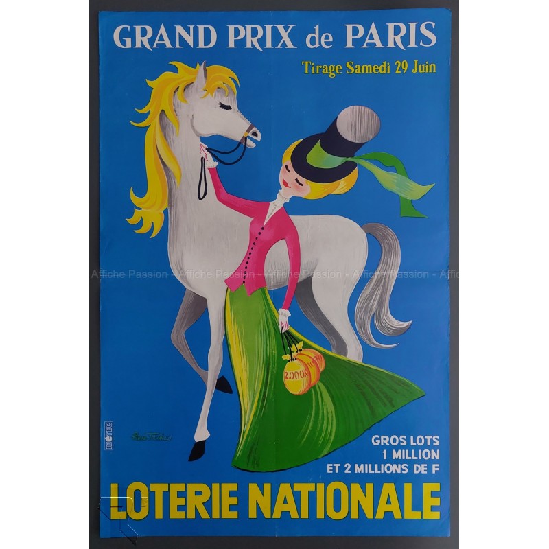 Original vintage poster Loterie Nationale 29 juin Prix de Paris
