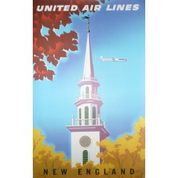 Original vintage poster United Airlines New England - Joseph BINDER