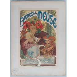 Maîtres de l'Affiche Planche originale 182 Bières de la Meuse Alfonse MUCHA