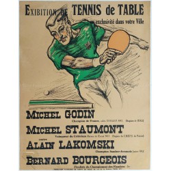 Affiche ancienne originale Exhibition Tennis de Table Ping Pong FFTT RILEY