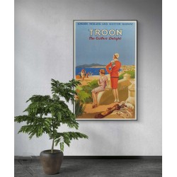 Encadrée affiche ancienne originale LMS Golf TROON the golfer's delight