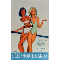 Affiche ancienne originale Les plus belles femmes L'été à Monte-Carlo