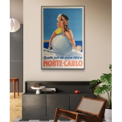 Framed original vintage poster Quelle joie de vivre l'été à Monte-Carlo ICART