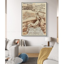 Framed original vintage poster Plage St Gabriel Chemin de fer du Nord