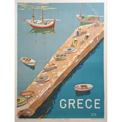 Affiche ancienne originale Grèce Iles de l'Égée Un Mole